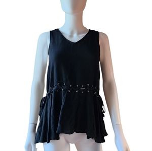 NWT Entro Black Muscle Top with Corset Detailing